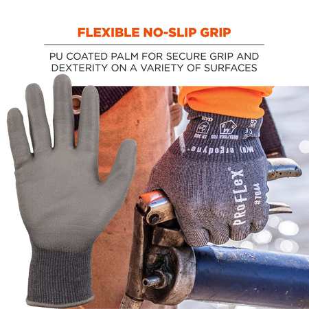 Proflex By Ergodyne ANSI A4 PU Coated CR Gloves, Gray, Size XXL 7044